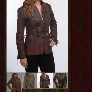 Tribe America Brown Leather Southwestern Jacket